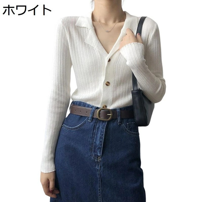 ニット カーディガン レディース ショート丈 秋 薄手 長袖 襟付き ラペル 無地 ホワイト ニットカーディガン 春秋 暖かい 柔らか 気質 着痩せ オフィス 冷房対策 ニットコート F