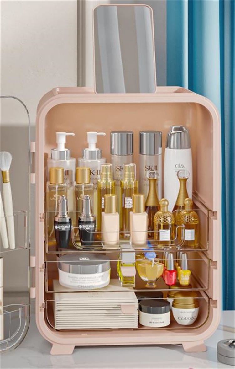 激安セール 化粧品収納ケース 大容量 天板 防水 トレンド 収納ケース 防塵 口紅 スキンケア 化粧台 LEDライト 収納便利 5,505円