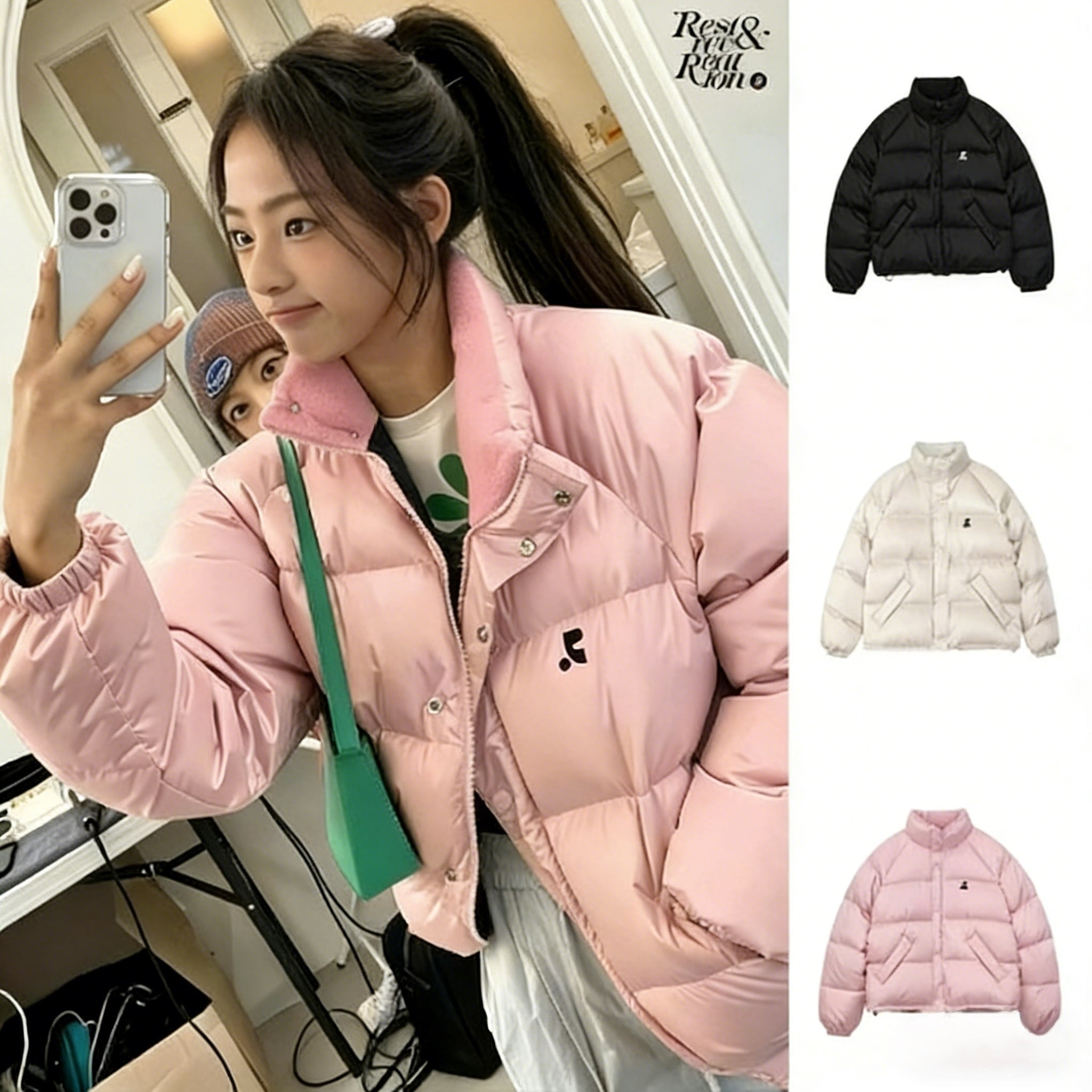 韓国のRestand Recreationダウンジャケットミンジスタイル女性用RR冬用パファージャケット厚手で暖かい その他 アウター