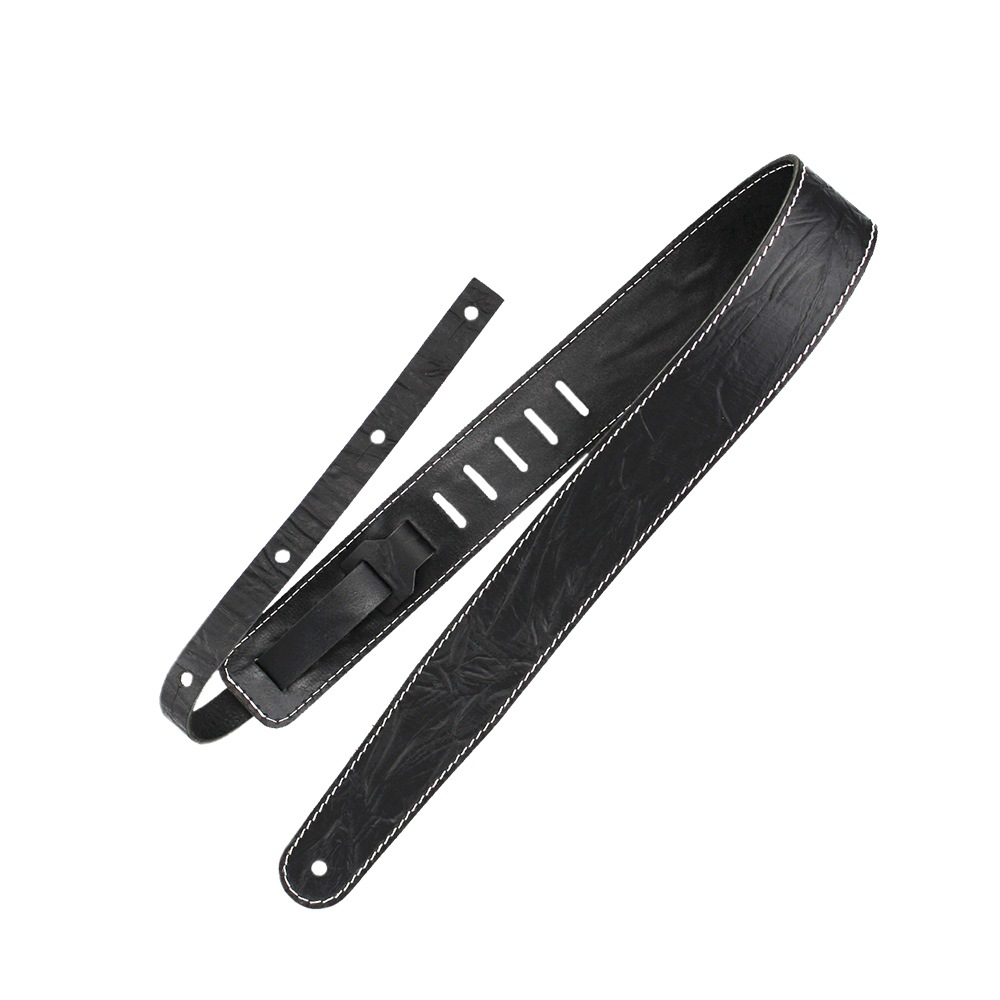 Richterシリーズ ハンドメイド仕様本革ギターストラップ Raw II Contour Wrinkleシリーズ 1513 Black 幅広6cm ドイツ製