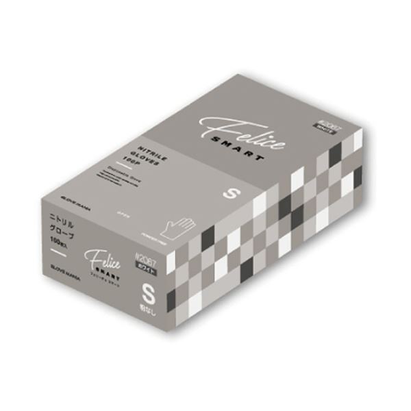 （まとめ） 川西工業ニトリルグローブ フェリーチェ スマート 粉なし ホワイト S #2067W-S 1箱（100枚） [x5セット] 6,698円