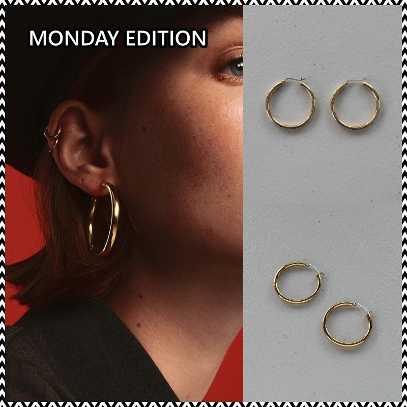 MONDAY EDITION Golden Hoop Earrings 2