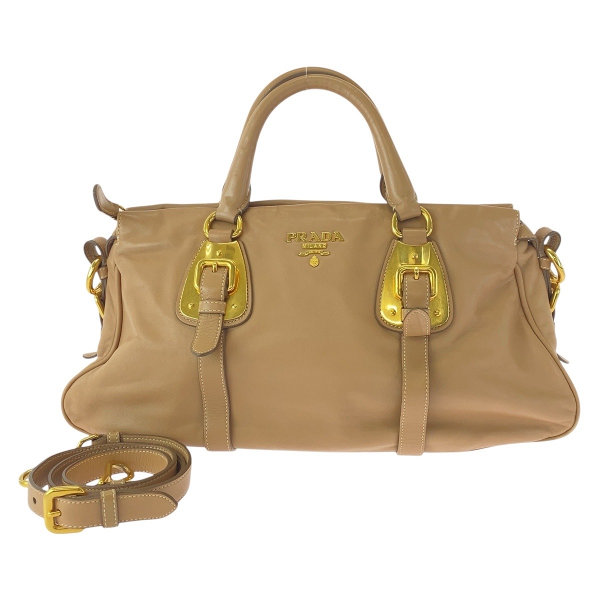 美品 ベージュ ゴールド金具 レザー BN1903 ハンドバッグ ショルダーバッグ 2WAY レディース 500733