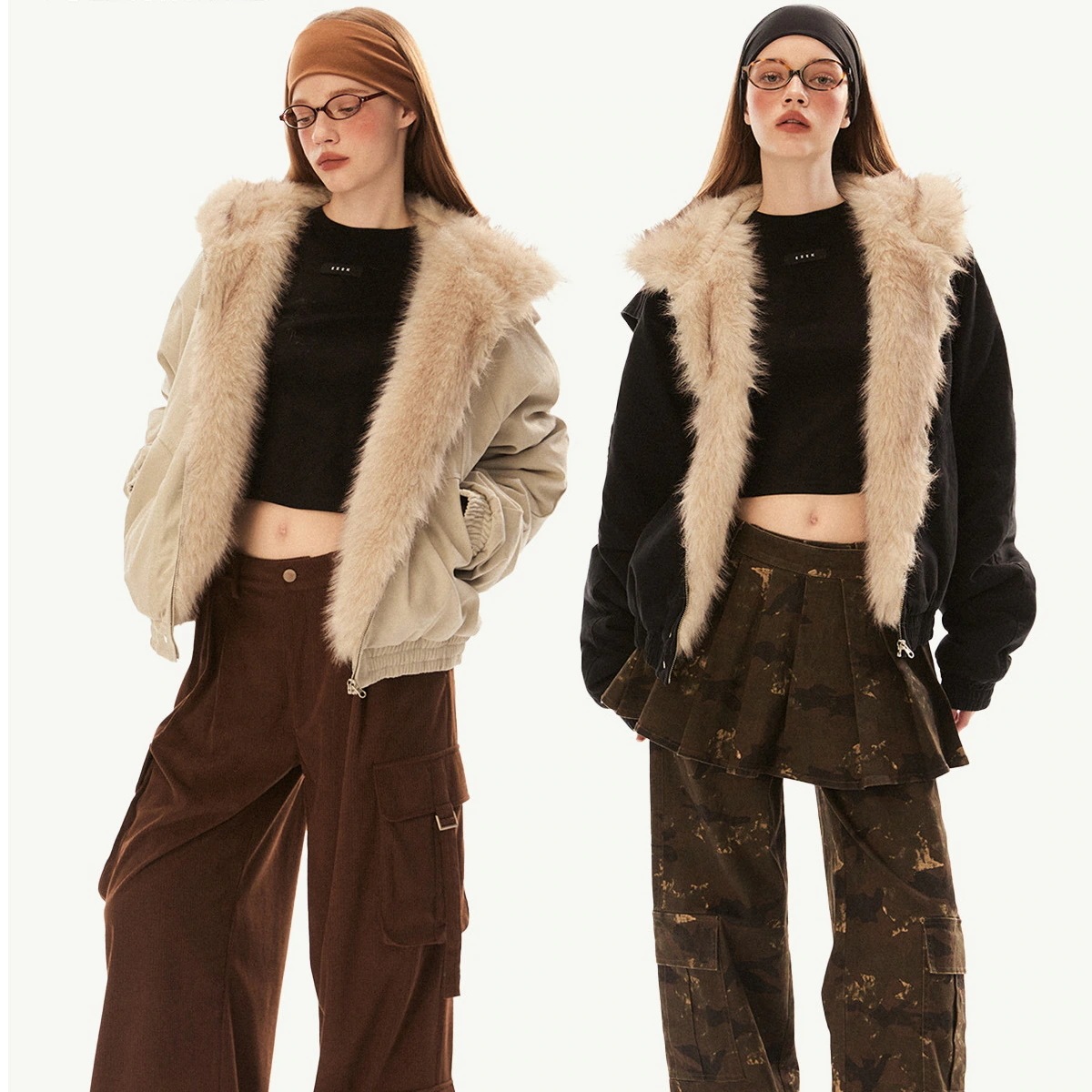 シルエット韓国ファッション ボアジャケットファーフード付き厚手防寒 レトロサイズ 秋冬ふっくら中綿 2025 レディース あったか アウター暖かい羽織るかわいいジップアップフェイクムートン長袖トレンド