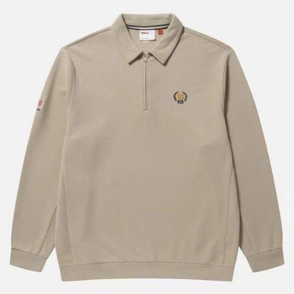 M 長袖Tシャツ LQC W243001GHT91-CRM カラースタイルのハーフジップスウェットシャツ