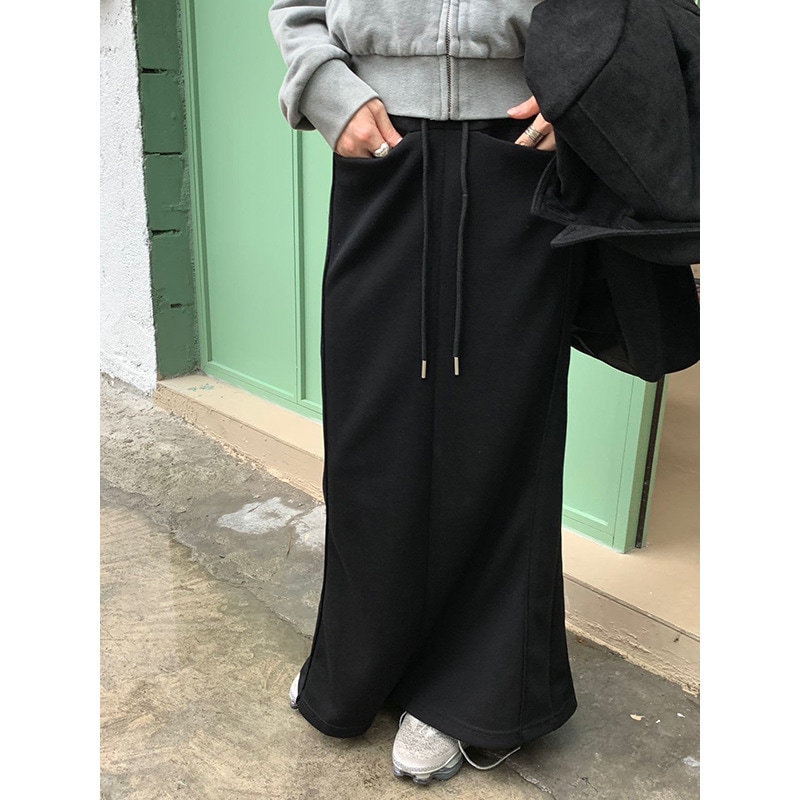 レイジーカジュアルaラインスリムロングスカート W0104