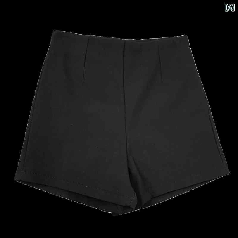 レディース パンツ シンプル ハイウエスト 黒 冬 ショート ワイドレッグ 暖かい ウィンター 小さめ