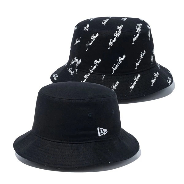 NEWERA ニューエラ バケット01 リバーシブル Reversible Bucket ブラック / スクリプトロゴ モノグラム　メンズ 男性 レディース 女性 帽子 ハット 送料無料 NEW E