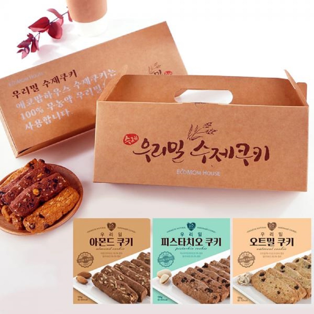 韓国-KMEAL-エコマムハウス韓国産小麦手作りクッキーギフトセット3種アーモンドパスタチオオートミール
