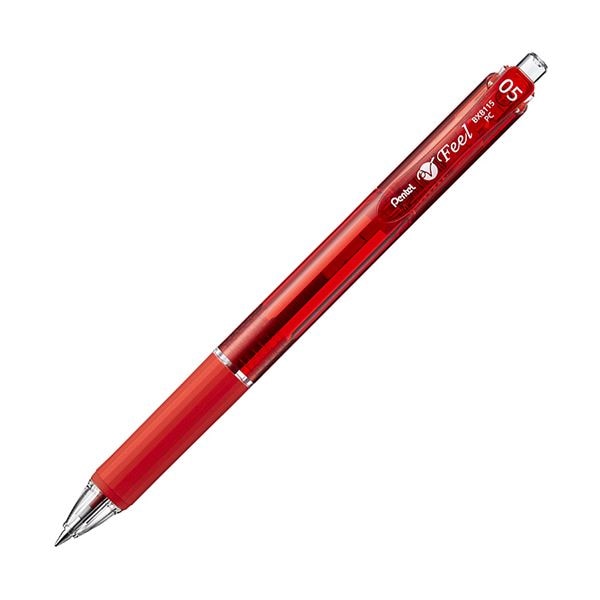 (まとめ) ぺんてる 油性ボールペン ビクーニャフィール 0.5mm 赤 BXB-115B 1セット（10本） (×10セット)