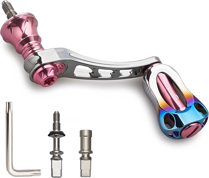 45-50mm可変 リール ハンドル 22mm アルミ ノブ カーボンノブ搭載 シマノ ダイワ 通用 スピニングリール Arch 951( 焼き色アルミノブ搭載 - ガンメタル＆桜ピン) 7,380円