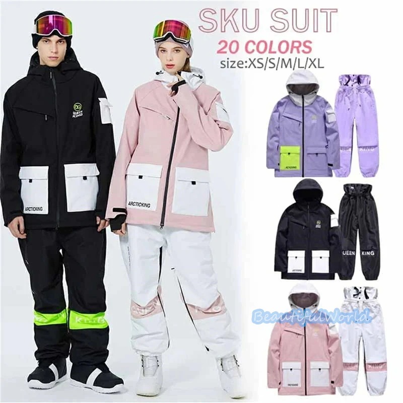 スノーボードウェア 上下セット スキーウェア メンズ レディース セットアップ 男女兼用 スノボウェア スノーボード ジャケット パンツ 撥水防風 保温 雪遊び 暖かいH17