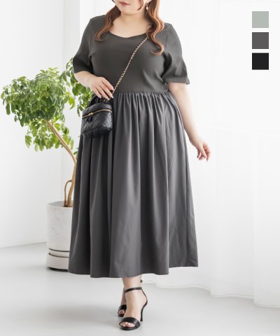 大きいサイズ レディース LL 3L 4L XL XXL XXXL CLETTEオリジナル前後2WAYドッキングワンピース