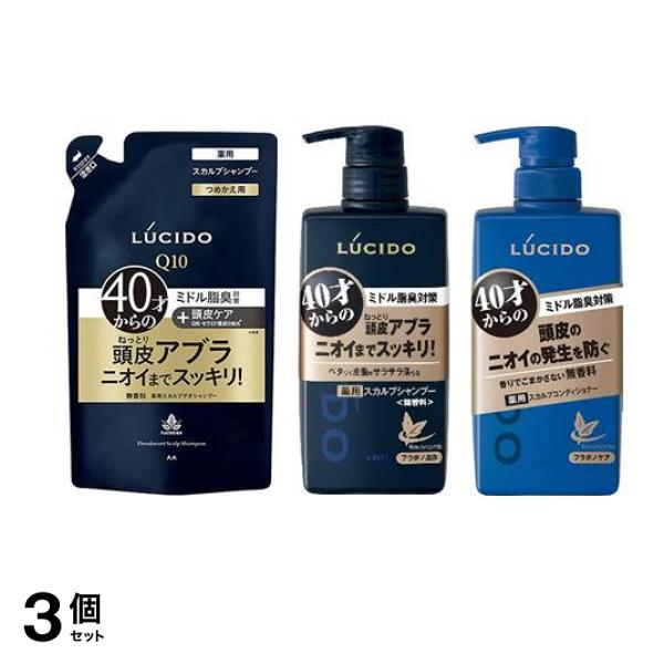 ＬＵＣＩＤＯ（ルシード） 薬用スカルプデオシャンプー 無香料 詰め替え用 380mL ＆本体ボトル 450mL＆スカルプコンディショナー 450g 3個セット