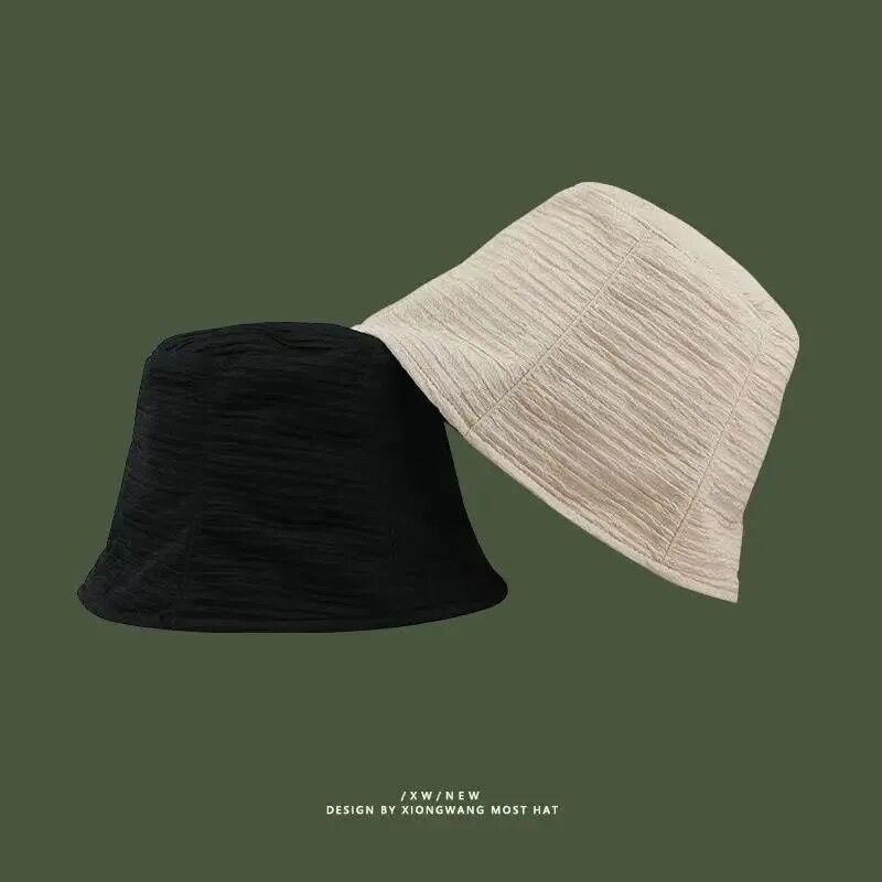 信頼 【85%OFF!】 2021新型日本の薄手の漁師帽の女性のシフォンの薄い金の冷たい風のバケツの帽子のファッションは春のた