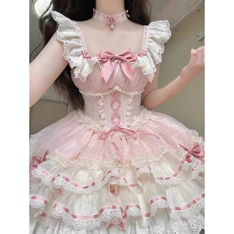 コスプレドレスロリータスカートワンピースピンクが可愛いバレエケーキスカートドレス ロリータ ロリータ Jsk
