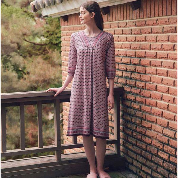 ポリスパンエスニックボーダーナ염ワンピースVEV3980LTSG