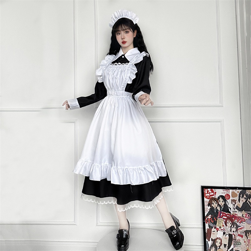 【本日限定】メイド服 古典的なメイド服 cos服 長いサイズ 女装 大男コスプレ 服装 lo娘 にじげん