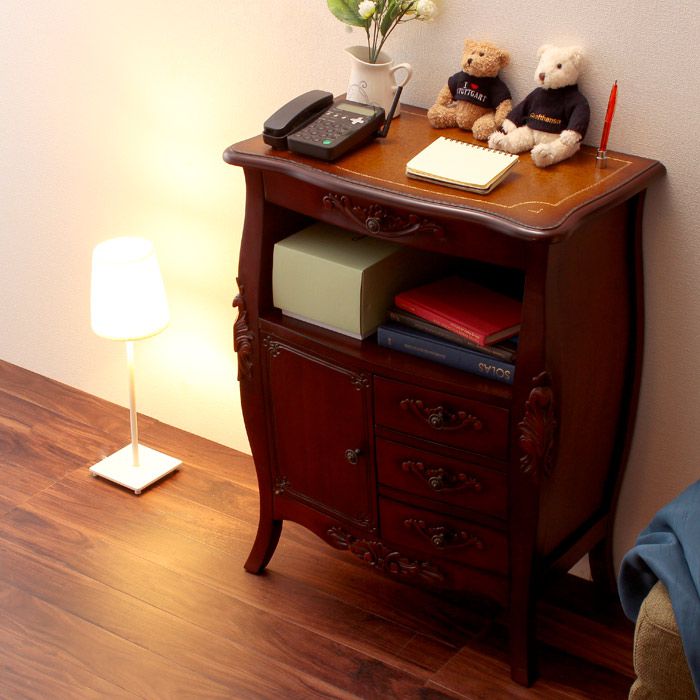 電話台 60×35×79cm おしゃれ FAX台 アンティーク調