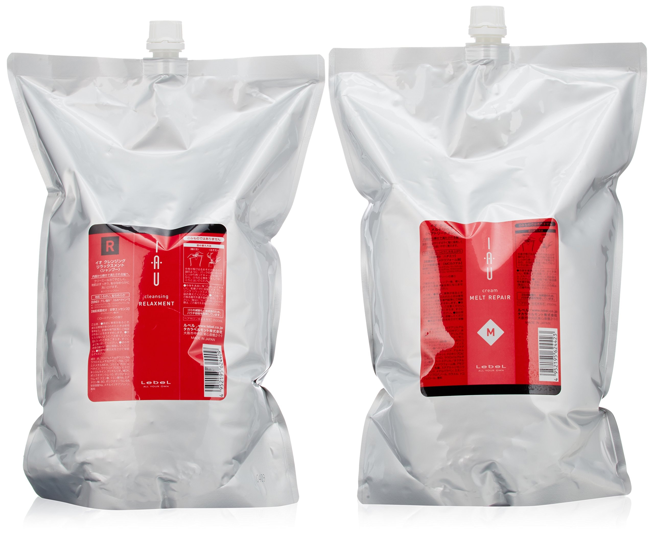 ルベル IAU イオ クレンジング リラックスメント(シャンプー)2500ml＆イオ クリーム メルトリペア トリートメント2500ml 詰め替えセット