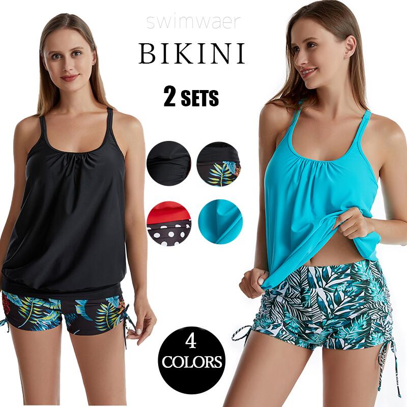 【20点セット】7月の新作特典水着 タンキニ レディース 体型カバー水着 大きいサイズ ショートパンツ 2点上下セット 20代 30代 40代 50代 オトナ女子 ミセス ママ水着 ぽっちゃり 無地