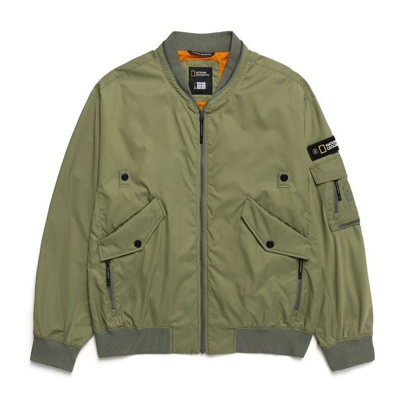 ナショナルジオグラフィック NATIONALGEOGRAPHIC N241MJP901 ヘリアカ セミオーバーフィット MA-1 フライトジャケット LICHEN KHAKI N241MJP90105