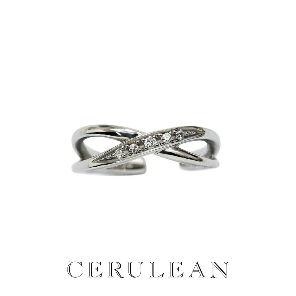 CERULEAN セルリアン カフリング レディース 天然ダイヤモンド 0.04ct イヤーカフ 指輪 2WAY サージカルステンレス 金属アレルギー対応 シルバー 正規品 結婚記念日 誕生日 彼女