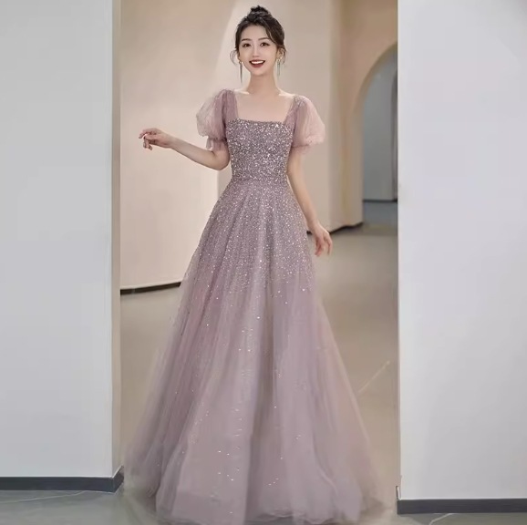 ドレス ロング シアー スパンコール 無地 ロング ホームパーティーアイテム レース ビジュー グリッター 謝恩会 結婚式二次会 シースルー マキシ Aライン シフォン かわいい 大人可愛い
