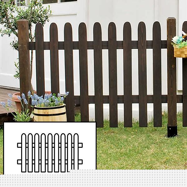 ピケットフェンス 木製 ホワイト ブラウン 木 ガーデンフェンス 柵 ガーデニング ストレート