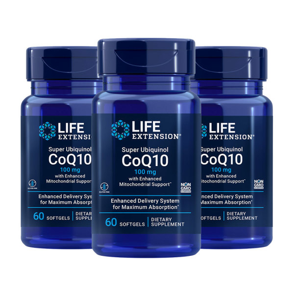 Life Extension 寿命延長3-SETスーパーユビキノールCoQ10100mg強化ミトコンドリアサポート60ソフトゲル