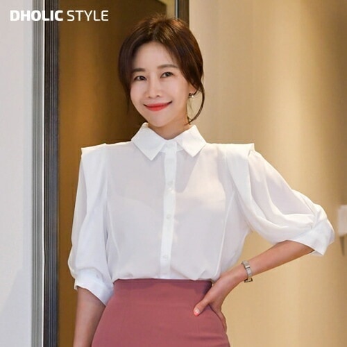 カラーネックタックショルダーブラウス・p642436