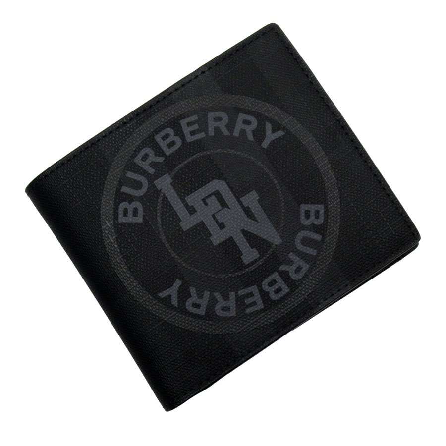 Burberry二つ折り財布 レザー ブラック メンズ t18956i
