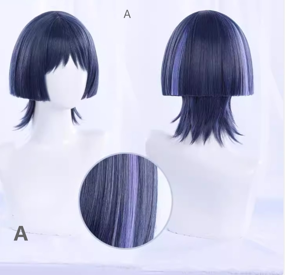 コスプレ 三点妄想 オリジナル神 フェイクヘア ロングヘア cos かつら はぐれ者 放浪者スタイル huage ハイライト グレー ブルー