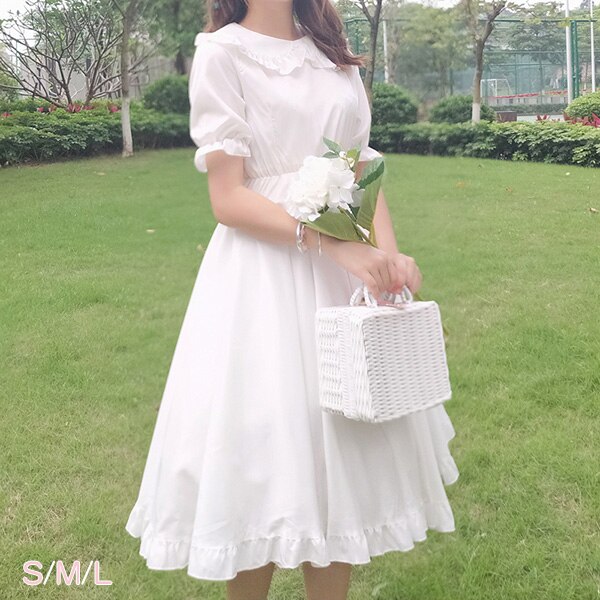 丸襟ワンピースロリータ風ワンピ今週の割引は 25% オフです夏半袖白ワンピースレディース可愛い姫様森ガールゴスロリ日系女子中高生