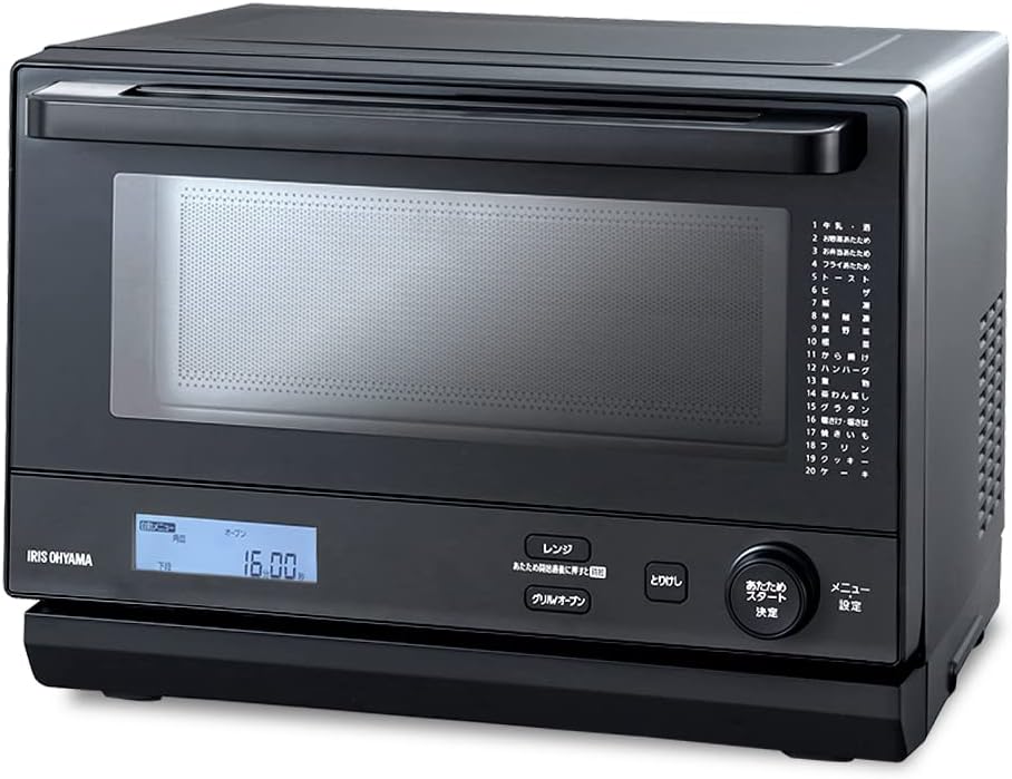 アイリスオーヤマ スチームオーブンレンジ 18L フラットテーブル 時短調理 スピードあたため 自動メニュー20種類 アッシュ MO-F1808-HA
