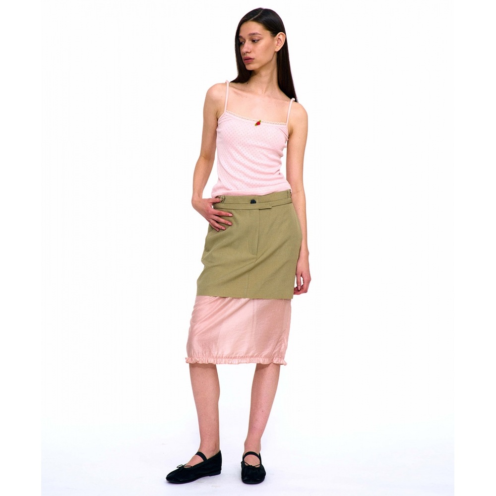 PARTIMENTO WOMENダブルウェイストレイヤードミディスカート_ベージュ 9,999円