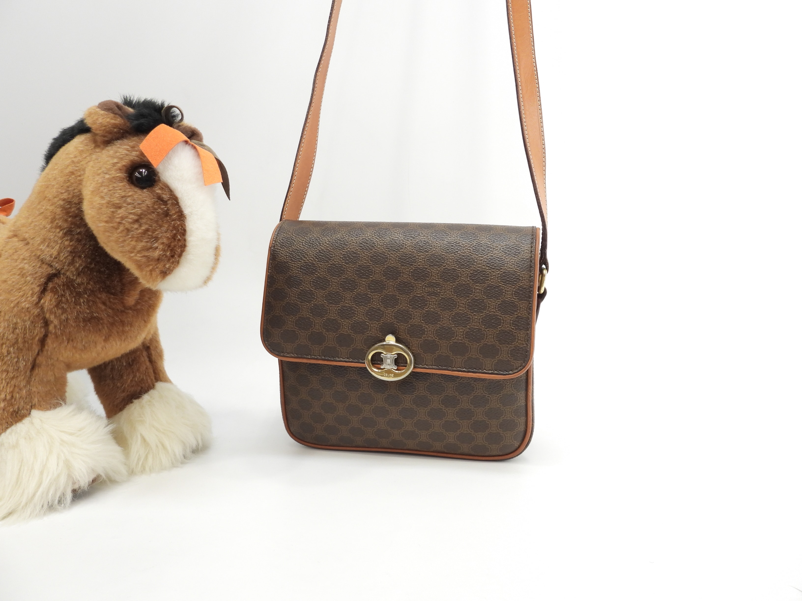 ポシェット トリオンフ マカダム茶 クロスボディバッグ 斜め掛けショルダーバッグ 丸金具@M11 2