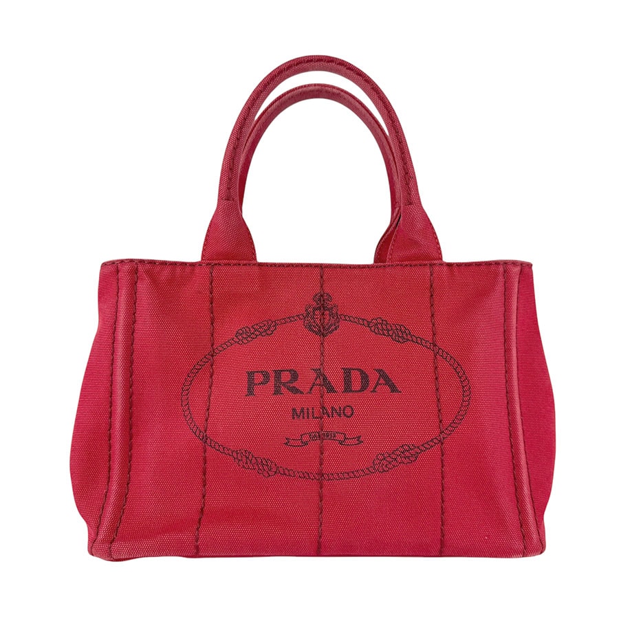 プラダ PRADA ハンドバッグ ショルダーバッグ カナパ キャンバス レッド ゴールド レディース z4799