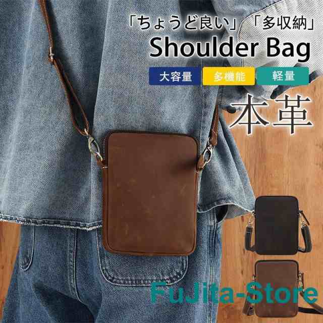 ショルダーバッグ メンズ スマホバック 牛革 本革 ミニショルダー 斜めがけ 肩掛け キャンバス 軽量 カバン スマホ収納 父の日 プレゼント