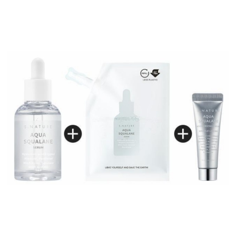 アクアスクワランセラム50ml 企画（+50ml詰め替え+保湿クリーム10ml）水分補給/乾燥肌/肌バリア/低刺激/韓国スキン