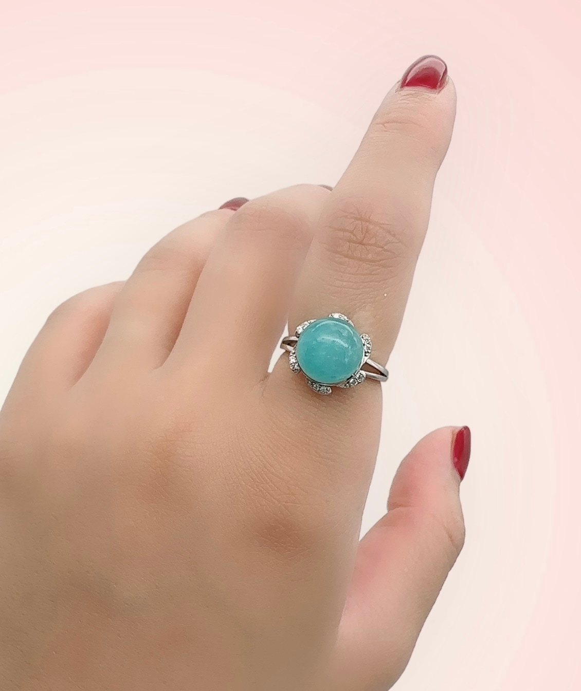 限定1点！ 天然 アマゾナイト ダイヤモンド リング 指輪 大粒 上品 WG ジュエリー ペンダント 誕生日 バレンタイン 宝石 貴金属 ジュエリー 冠婚葬祭 セミフォーマル デート 旅行 結婚 6,500円