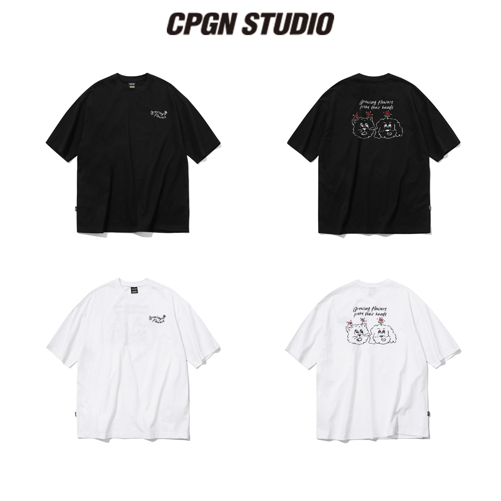 【CPGN STUDIO】 Cat Puppy Flower Embroidery Short Sleeve Tee