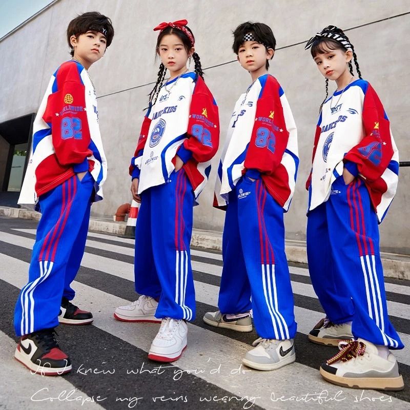 【1454人好評】子供出演服ヒップホップ街舞潮服男の子揚げ街セット小学生運動会応援団ショー班服