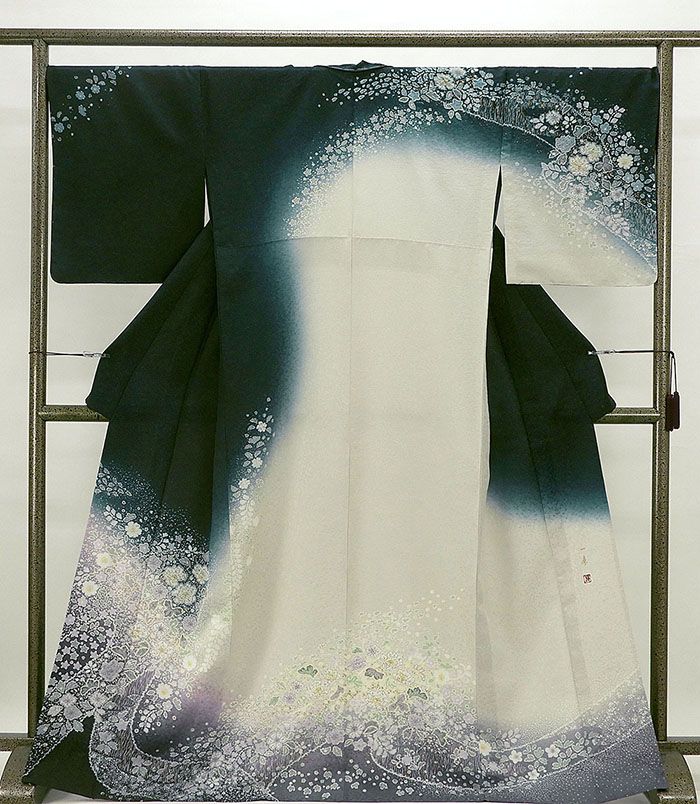 単衣 訪問着 新品仕立済 正絹 絞り染色作家 吉乃一廉作 身丈166cm 裄丈68cm 辻が花絞り 新品 仕立て上がり 着物 wb1077