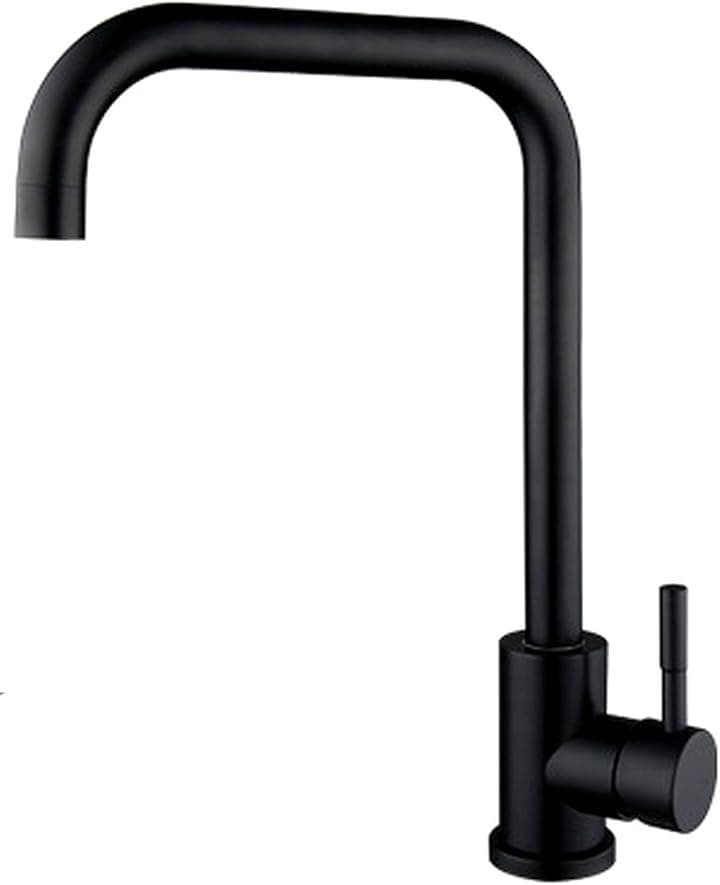 ライフシステム キッチン 洗面用 アンティーク 混合水栓 L字 グースネック スワン 蛇口 シングルレバー 洗面台 SK119(ブラック)