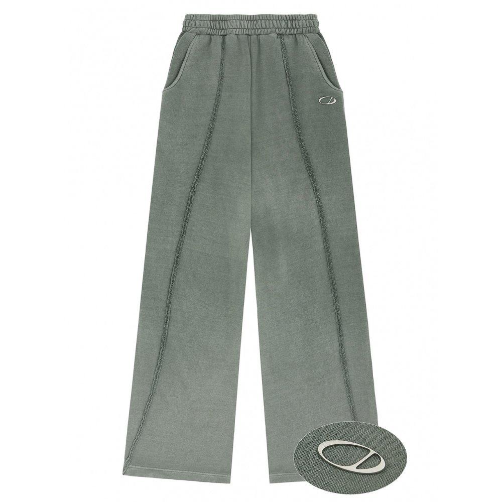 ODD STUDIO ピグメントカットオフストリングワイドパンツカーキ