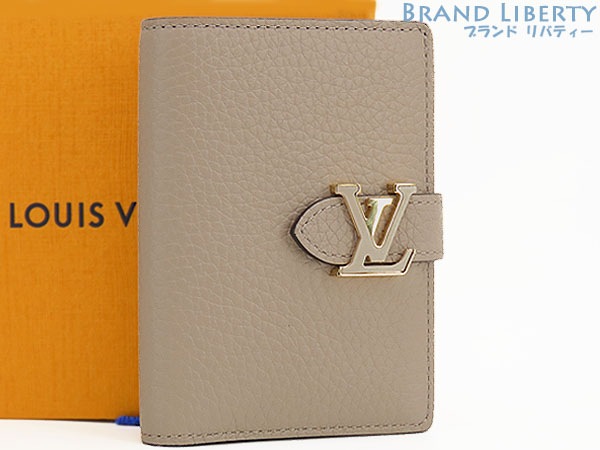 ほぼ新品ルイヴィトンLVヴェルティカルウォレットコンパクト二つ折り財布コンパクト財布ガレベージュトリヨンレザーM82198