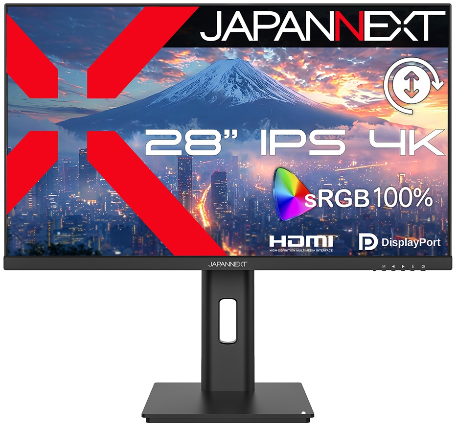 JAPANNEXTジャパンネクスト 液晶ディスプレイ(28型/IPS(AAS)/4K UHD 3840×2160/60Hz/2ms/HDR/HDMI2.0/DP1.4/VESA)(ブラック) JN