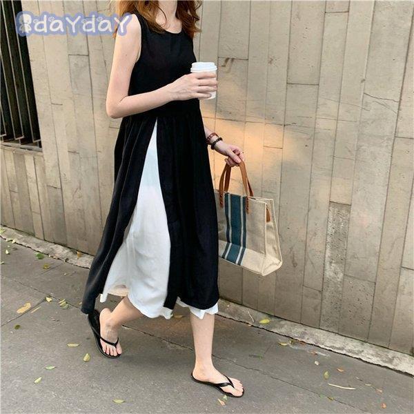 【迅速出荷】 ワンピース レディース ロングワンピース シフォンワンピース バイカラー ロング丈 大きいサイズ 着痩せ 体型カバー 夏 可愛い おしゃれ Aライン