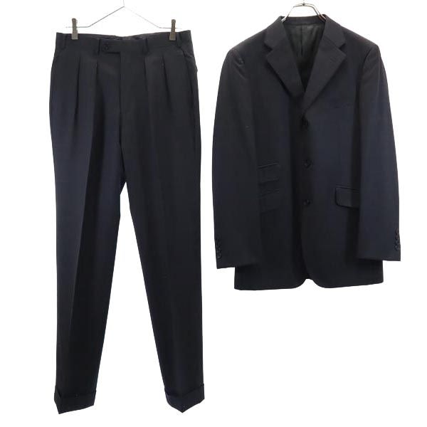 バーバリーブラックレーベル チェック柄 スーツ 上下セットアップ 40R ブラック×ネイビー BURBERRY BLACK LABEL メンズ